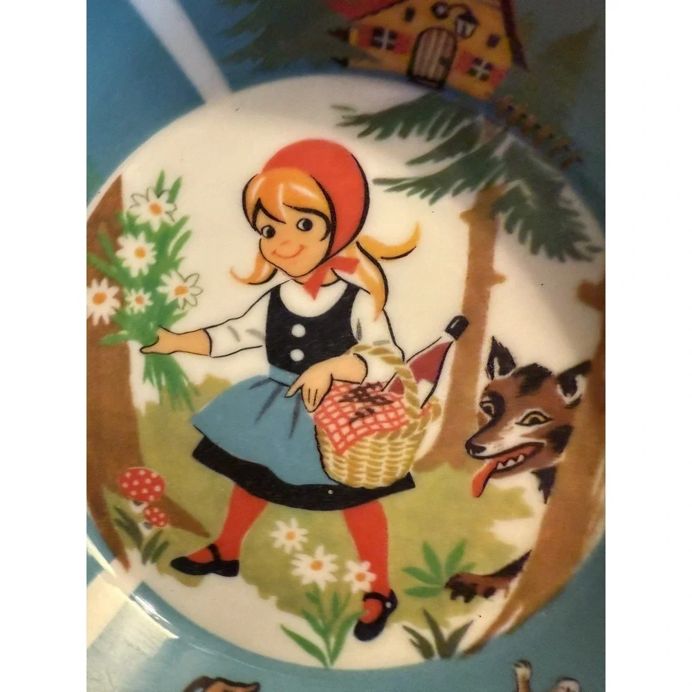 Vintage Ornamin Little Red Riding Hood Bowl & Cup Set Germany Melamine Nursery